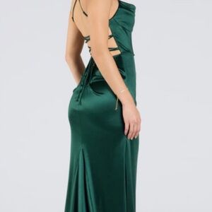 Elegant Green Satin Dress